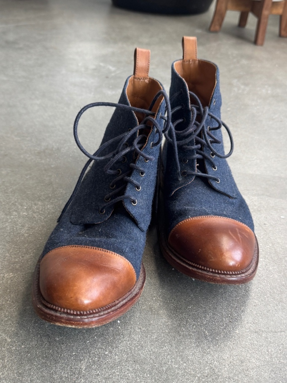 Navy Denim Taft Jack Boots, Size 40
